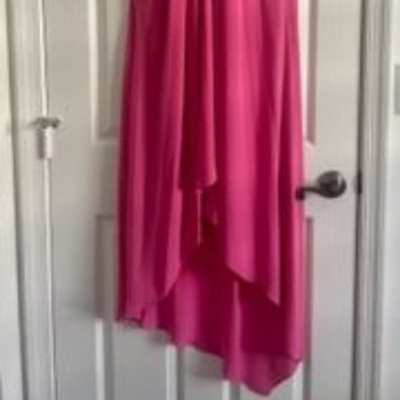 BCBGMaxAzria Hot Pink Halter Gown Sz M - Picture 2 of 4